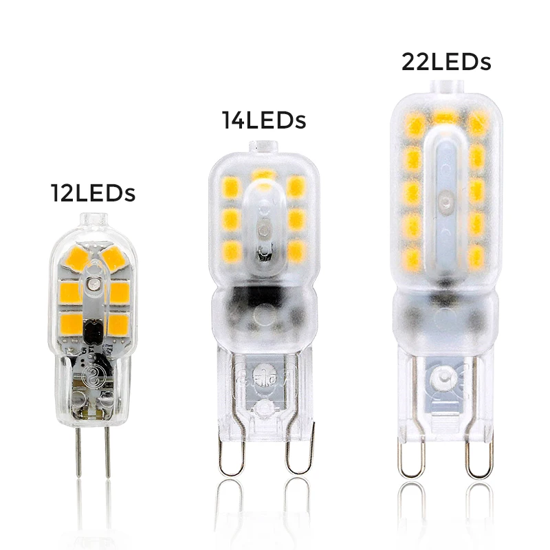 10 pzas/lote G4 G9 lámpara LED AC/DC 12V 12V 220V de alta calidad LED G4 2W 3W 5W LED bombilla lámpara lámparas de reemplazar la luz halógena