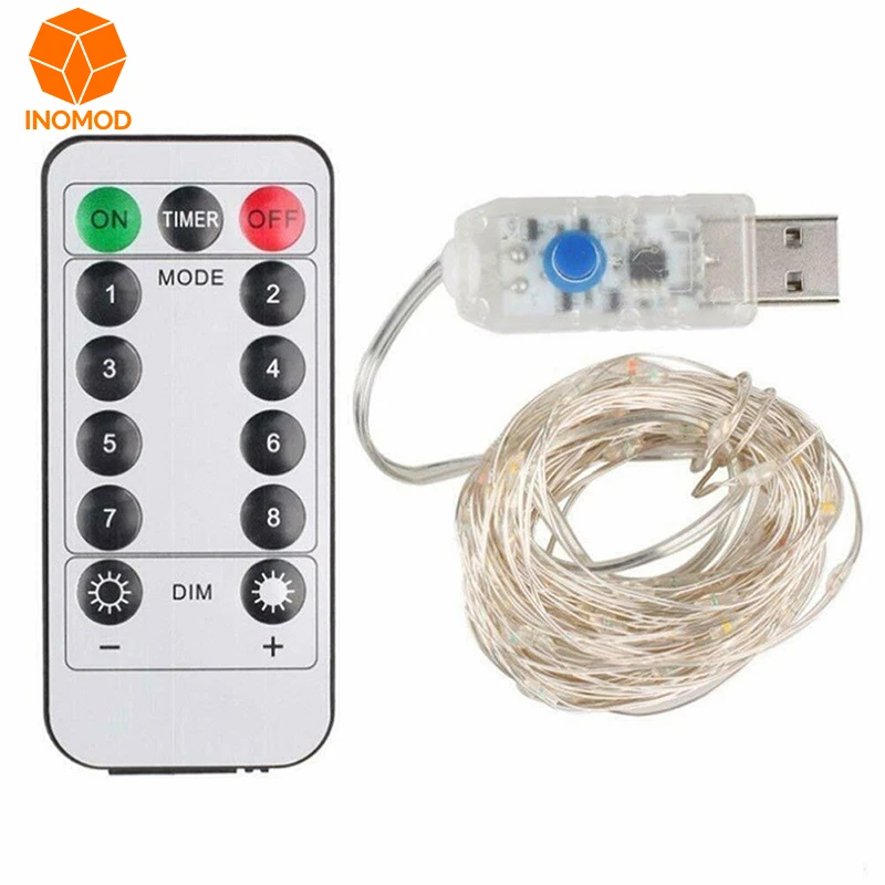 1m10 2m20 3m30 led bateria caixa de fio de cobre lâmpada string 10m 100 lâmpada 8-mode controle remoto à prova dwaterproof água decoração da estrela