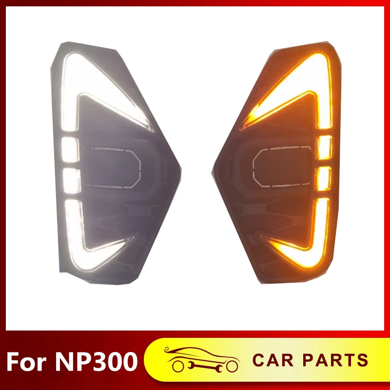 

2PCS LED DRL Fog Lights Fog Light Fog Lamp Cover Daytime Running Light turn signal Fit For Nissan NAVARA NP300 2021