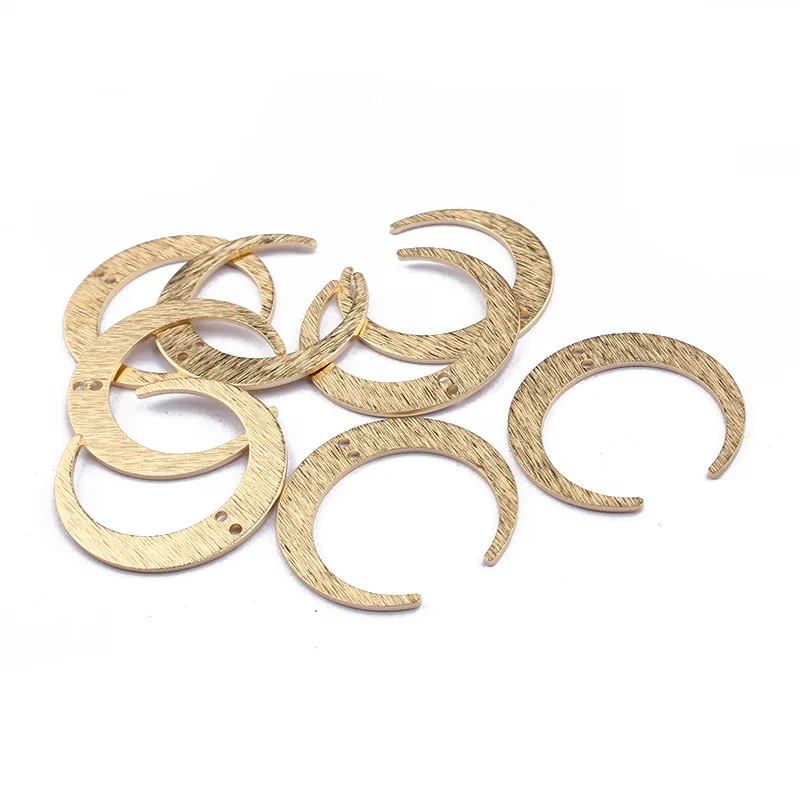 10pcs Brass Textured Moon Crescent Charms Connector For Earrings Necklace Jewelry Making Accessories 28x27mm