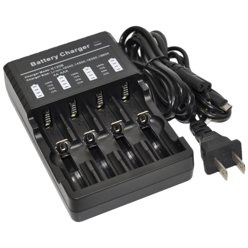 Battery Charger AC Dual Universal for 18650 16340 14500 18500 18350 26650 3.6/3.7V Li-ion Rechargeable AA AA Siza 5 7