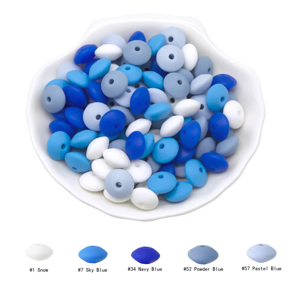 Cute-idea 12mm 50pc Lentil Silicone bead DIY Baby Handmade Pendant Necklace Baby toy infant Teether products Food Grade BPA Free