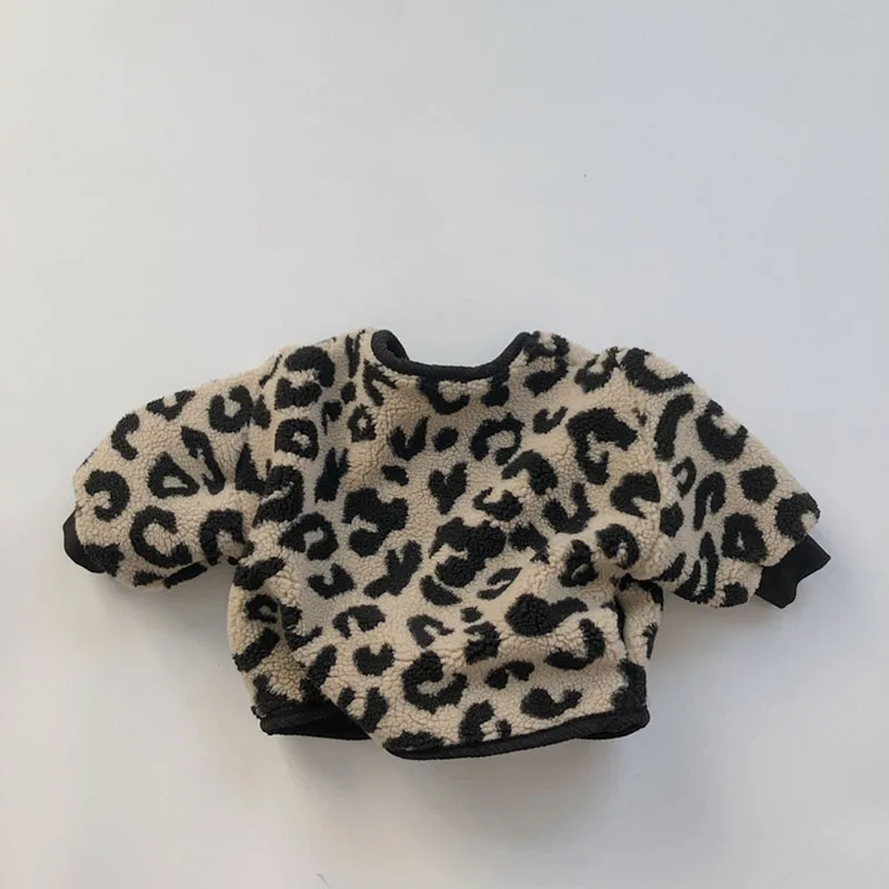 1-7T Toddler Kid Baby Boys Girls Winter Clohtes Leopard Print Jacket Fashion Fleece Warm Coat Cute Sweet Infant Clothing Outwear