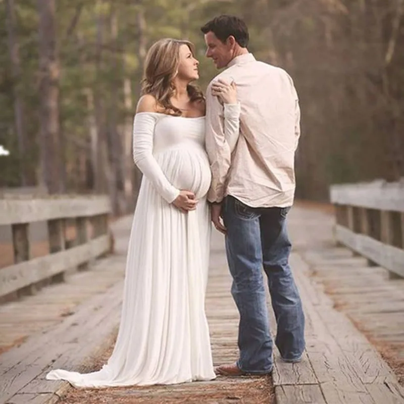 Sexy Summer Maternity Photography Props Pregnancy Long Dress for Photo Shoot Strapless Maxi Dresses Vestido