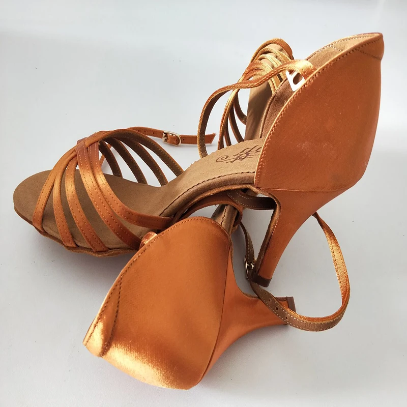 BD-zapatillas de baile profesionales para mujer, zapatos de salón, latino, marrón, alta calidad, estándar nacional