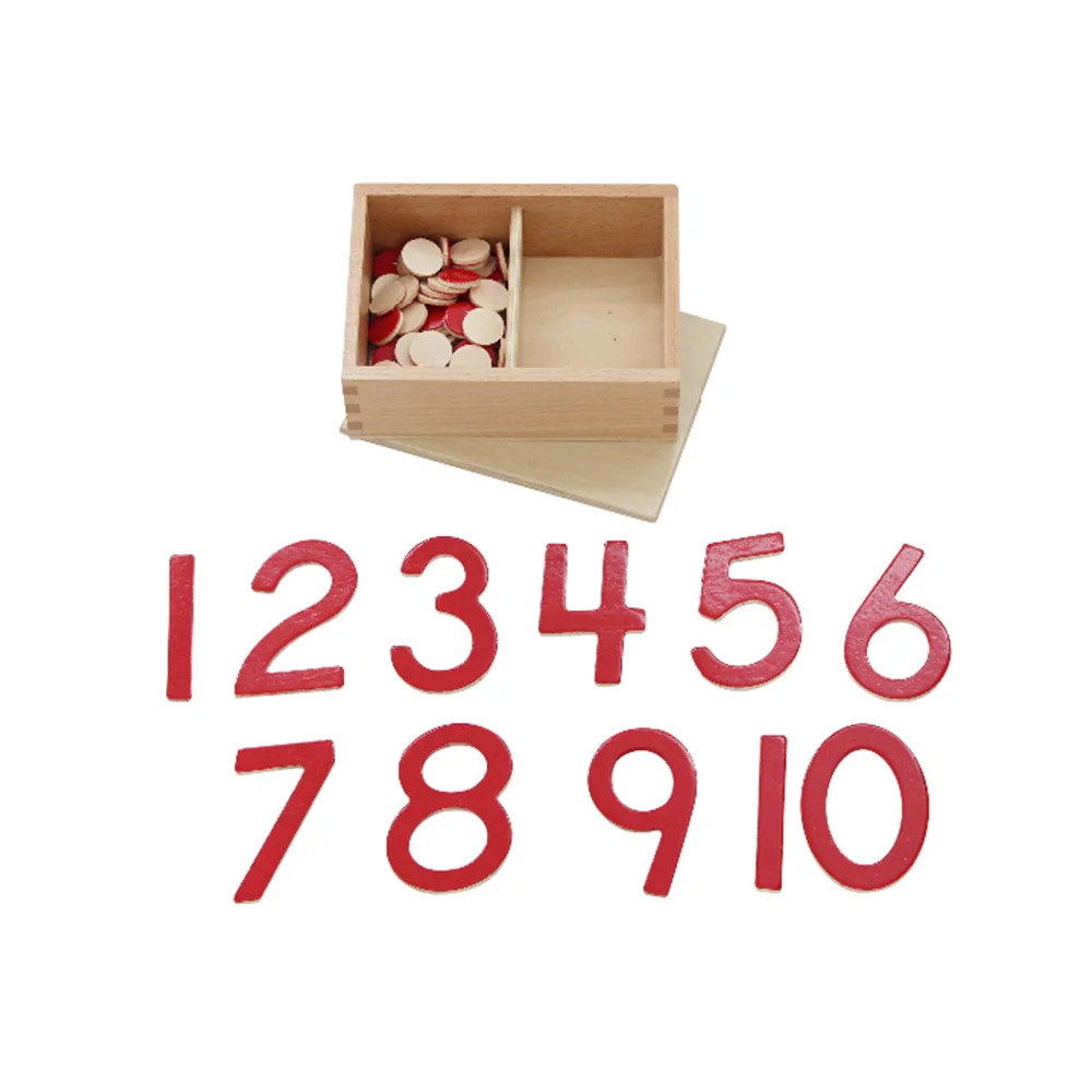 Montessori Educational Learning Toy Math Counting Game for Children Wood 1-10 Number Figures w/ Counters Digital Cognition Game