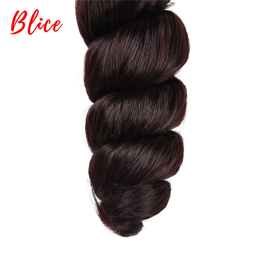 Blice 3pcs/Lot Synthetic Loose Wave Weaving With Double Weft Curly Hair Extensions Wine-Red Color Hair Bundles For Women 18\