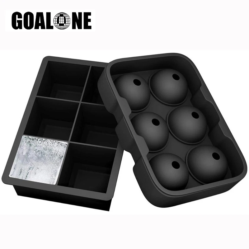 

GOALONE 2 шт./компл. подносы для кубиков льда 6 ячеек машина для льда с крышкой пищевого класса силиконовые формы для коктейлей BPA бесплатные аксе...