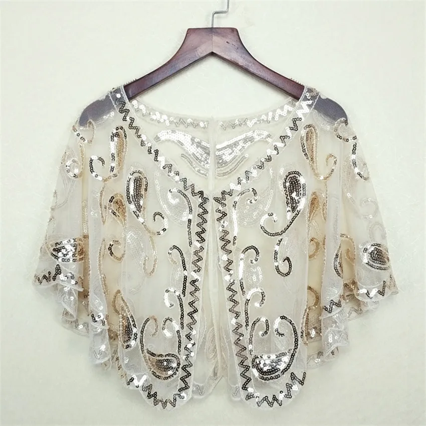 New Elegant Women Short Lace Shawl Capes Europe and America Lady Sequins Wrap Bolero Accessories Coat Princess Tops Outwear 1606