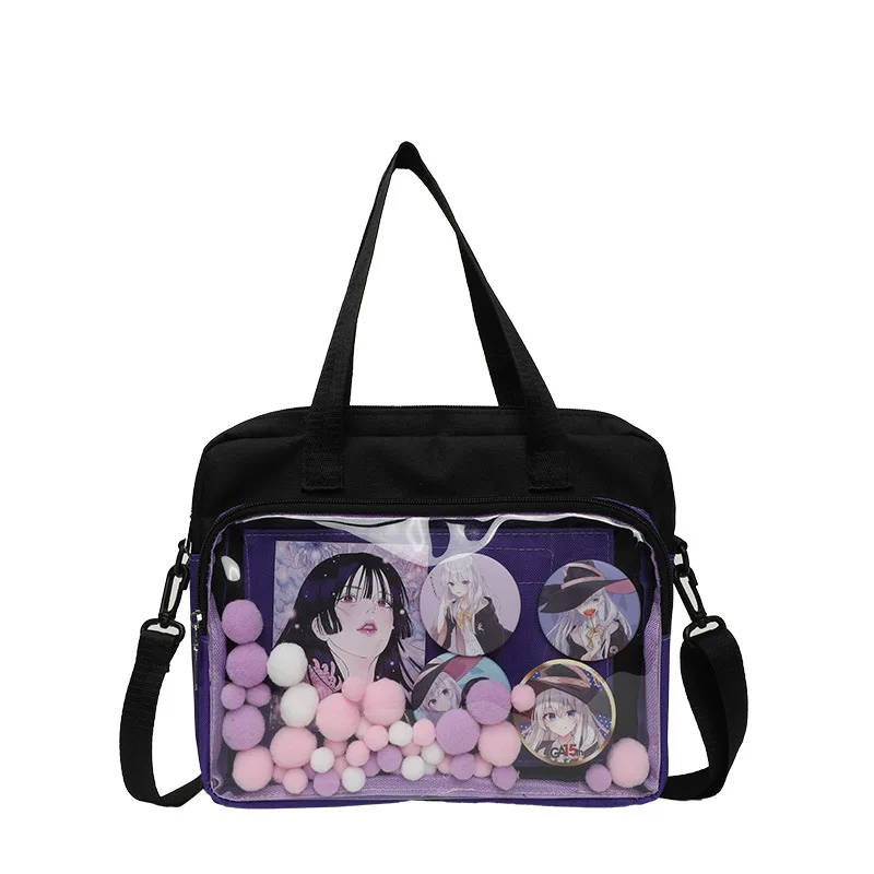 Bolso de mano japonés para niñas, bolsa de nailon transparente, cruzado, uniforme Itabag, JK