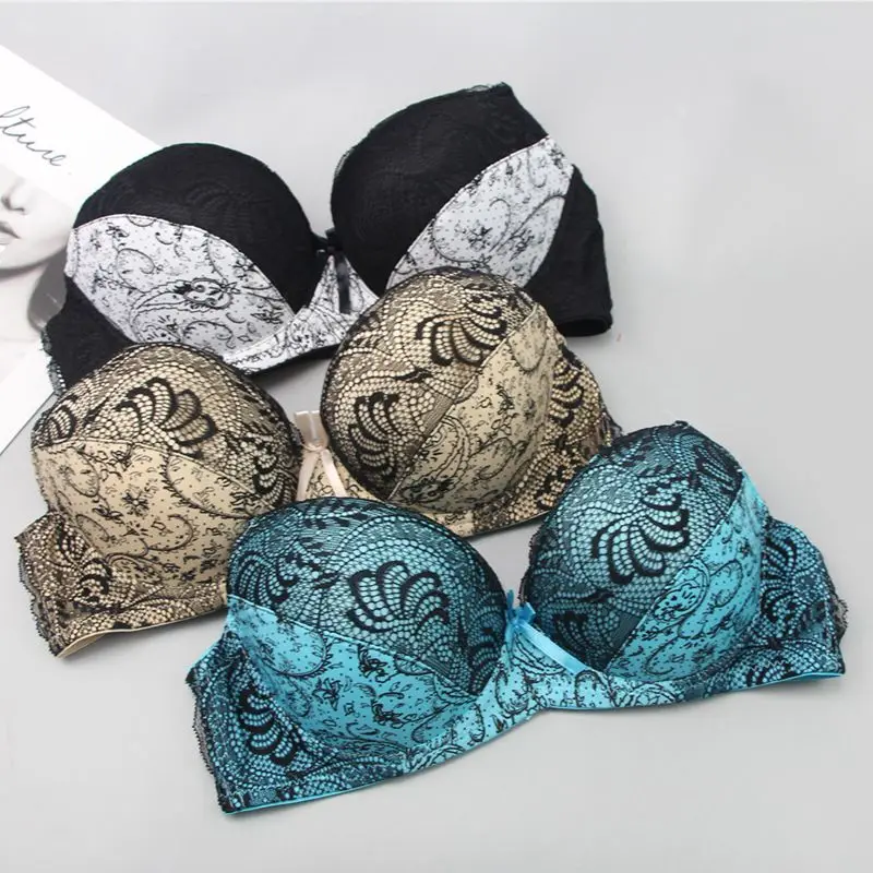 2022 Nowy BCDE Cup Haftowane koronkowe biustonosze Plus Size Kobiety 34 36 38 40 42 Biustonosz Styl drukowania Bielizna damska