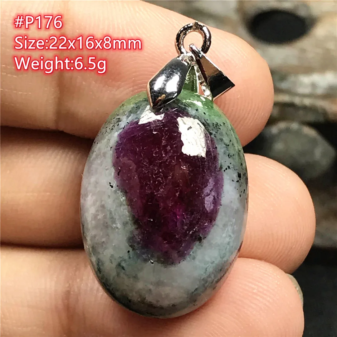 Top Natural Ruby Zoisite Tumbled Crystal Pendant Jewelry For Women Men Wealth Love 22x16x8mm Beads Stone Silver Gemstone AAAAA