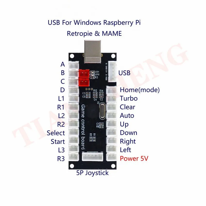 5V 1 Player Black Arcade Game USB Encoder Zero Delay Arcade Button Joystick Controller for Retropie Raspberry MAME