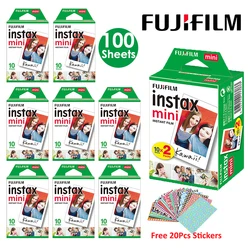 Fujifilm-película blanca para cámara de fotos instantánea FUJI Instax Mini, 10, 20, 40, 60, 80, 100 hojas, 12/11 + pegatinas gratis (caducidad-2024)