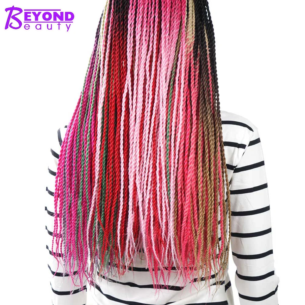 26 Color Ombre Senegalese Twist Crochet Hair Extension 24 Inch Crochet Braids Synthetic Braiding Hair For African Woman Bulk