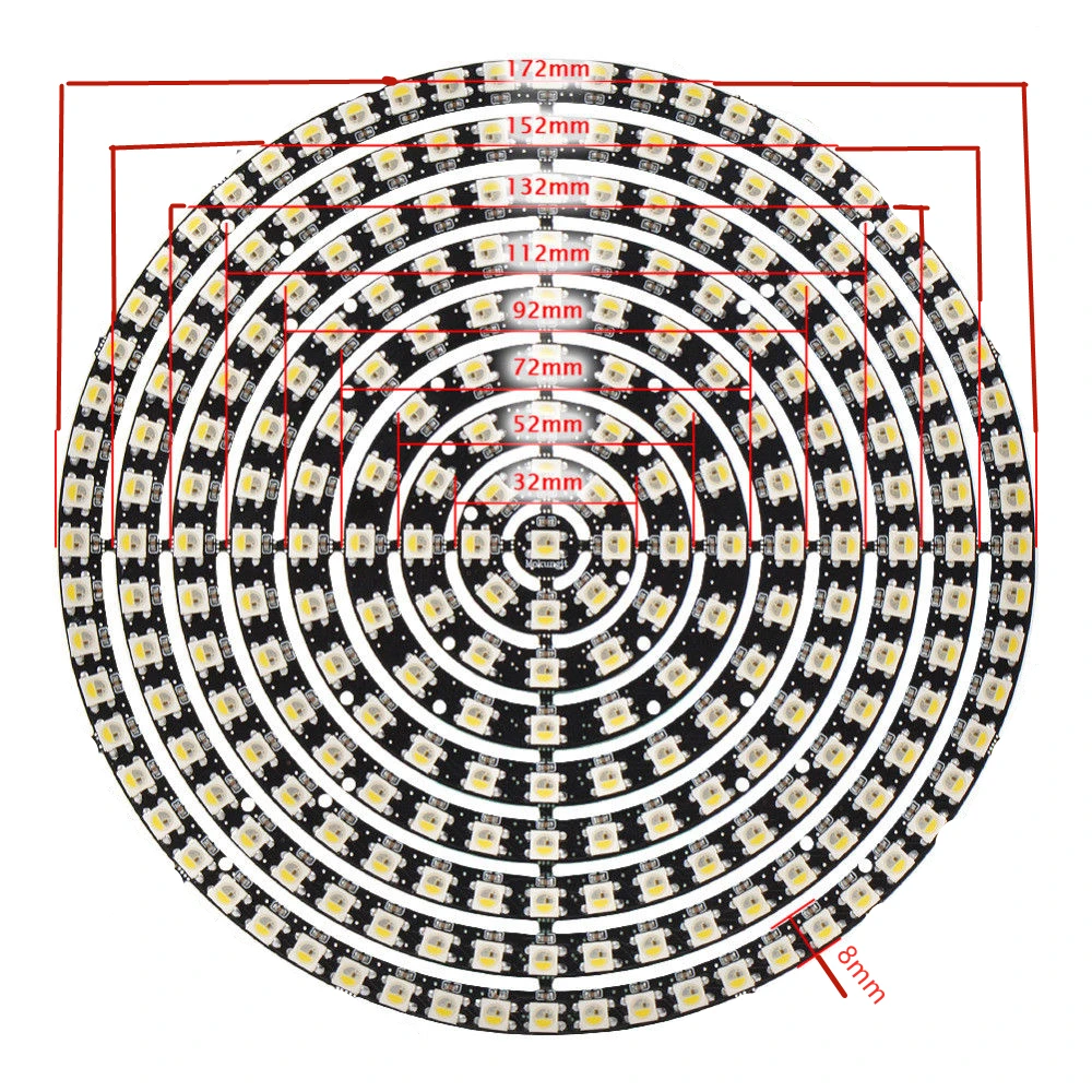 شريط إضاءة ليد مزخرف ، حلقة SK6812 ، 1 ، 8 ، 12 ، 16 ، 24 ، 32 ، 40 ، 48 ، 60 ، 93 ، بت ، SK6812 ، RGBW ، RGBW ، من من من من ؟ ؟-K ، DC5V