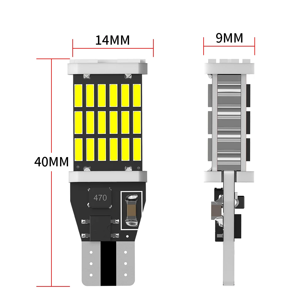 2X Canbus T15 W16W WY16W Bohlam LED 4014 45SMD untuk Auto Bcakup Lampu Mundur Bohlam Rem Ekor Mobil Tidak Ada Kesalahan Putih Merah Amber 6000K