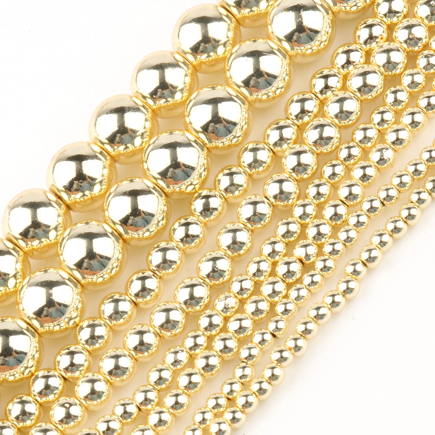 Wholesale Natural Stone Light Gold Plated Hematite Round Beads 2 3 4 6 mm 15\