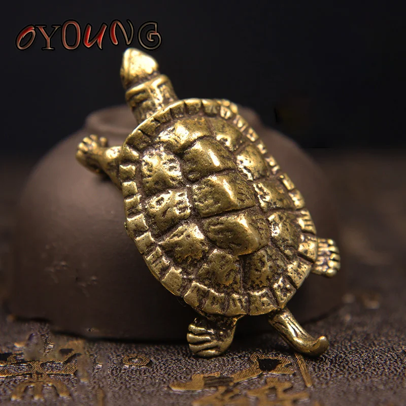 Pure Copper Turtle Statue Desktop Ornaments Vintage Brass Tortoise Miniatures Figurines Toy Model Home Decorations Accessories