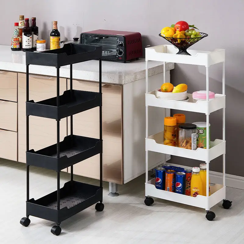 Multilayer Kitchen Storage Rack Living Room Fruit Cart Shelf Removable Assemble Bathroom Organizer Cabinet Simple Cart Holder