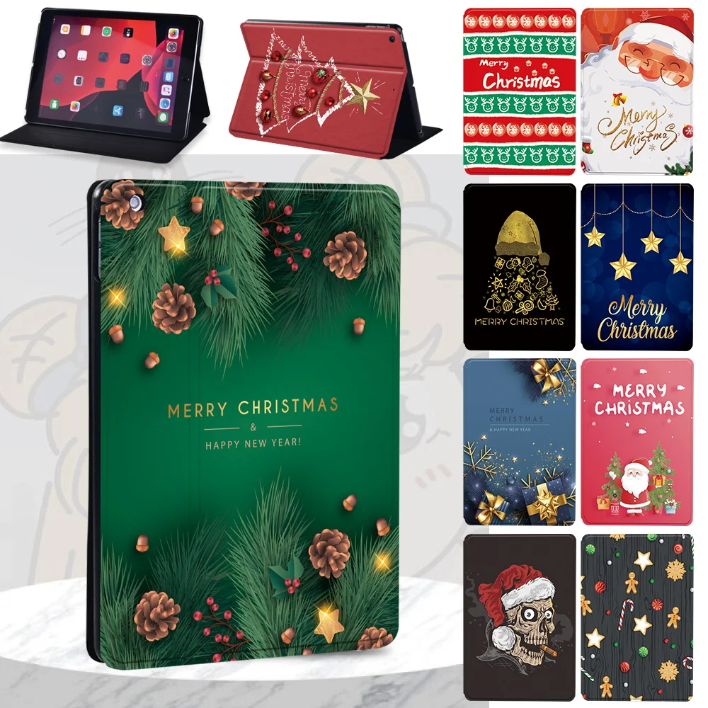 

For Apple IPad 10.2 9th Gen/7th 8th Cover for IPad 9.7 5th/6th Tablet Case Mini 1 2 3 4 5 Christmas Pattern Leather Tablet Case