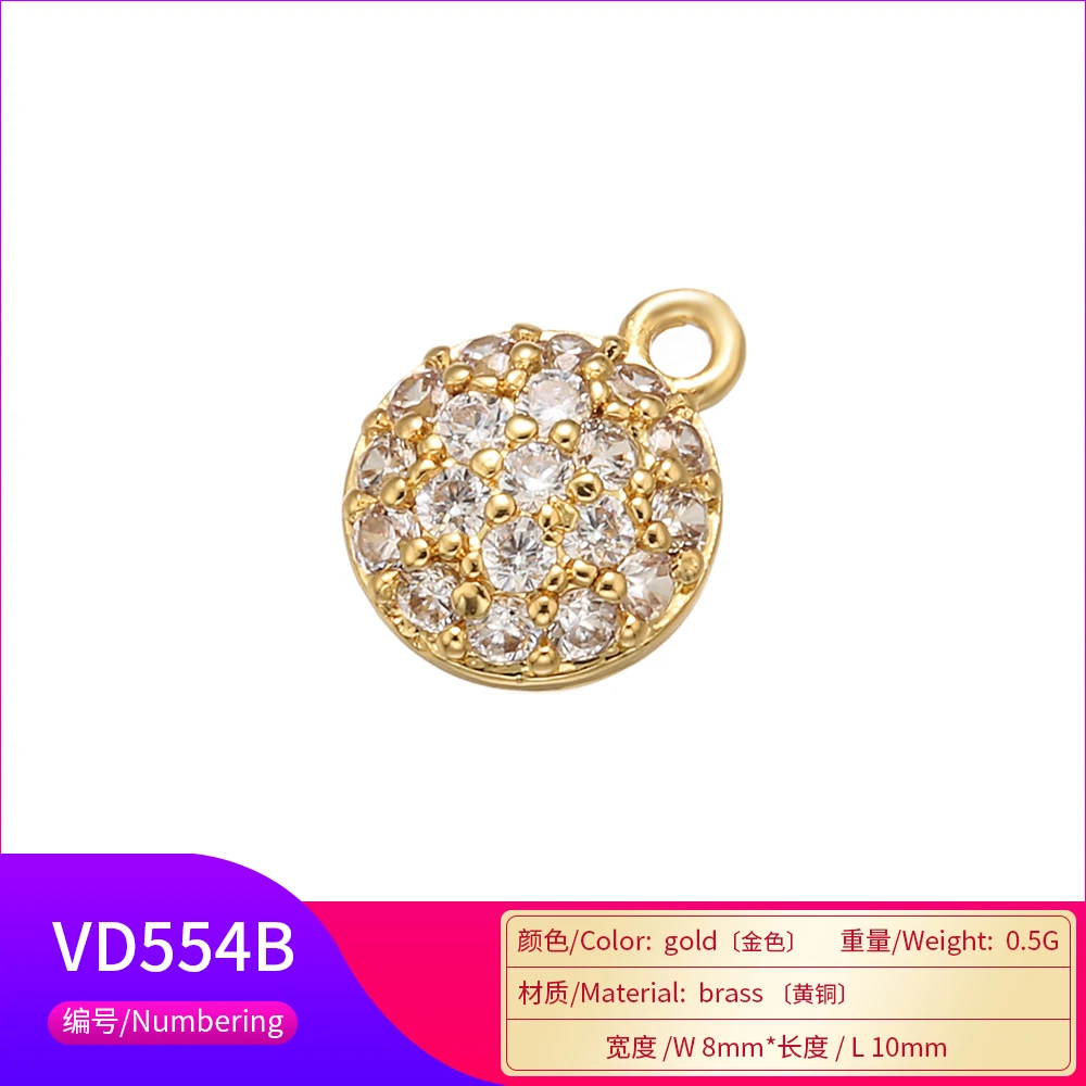 3pcs/lot, Brass Round Crystal Hollow Pendant for Women Necklace Earrings Jewelry Accessories Making Findings Model: VD554,