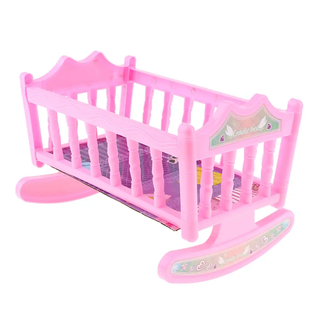 Rocking Bed Bedroom Baby Doll Crib for 20cm Doll Toy Dollhouse Toy Playset