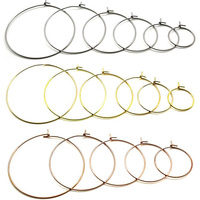20pcs/Lot 15-45mm Stainless Steel Gold Big Circle Earwire Hoops Loop Earrings for DIY Dangle Earring Jewelry Making Supplies