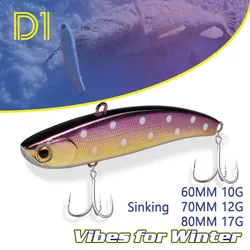 D1 Vibes for Winter Rattlins for Fishing 80mm 17g Long Casting Hard Bait Sinking Artificial Bait Bass Pike Fishing Tackle