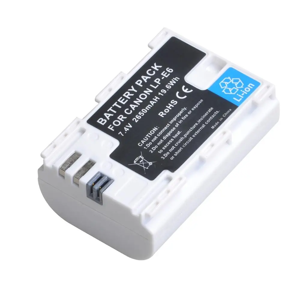 2650mAh 1PCS LP-E6 LP-E6N Camera Battery for Canon EOS 5D Mark IV 5D2 5DS R Mark II 2 III 3 6D 60D 60Da 7D 7DII 70D, LPE6