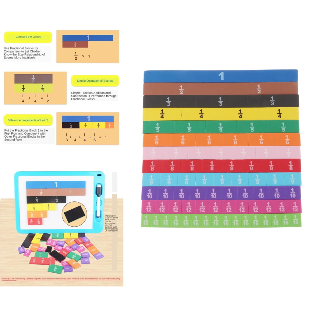 83 PCS Magnetische Bruchteil Fliesen Mathematik Manipulatives für Grundschule-Bruchteil Magneten & Ressourcen Frühe Pädagogische