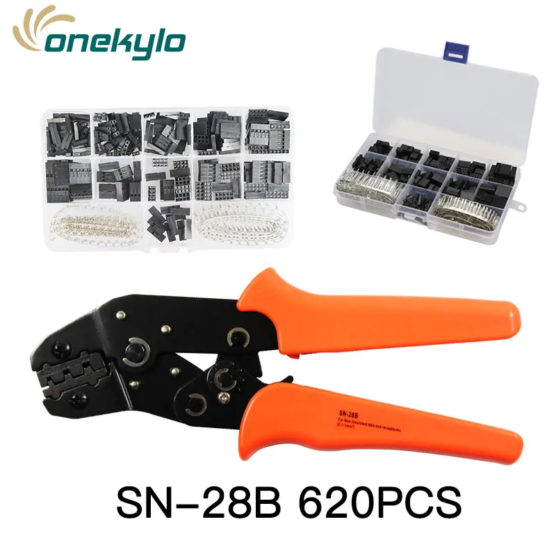 SN-28B JST Dupont crimp tool 0.25-1mm²/23-17AWG 620pcs 2.54mm dupont cable jumper wire Pin Header Housing terminals clamp kit