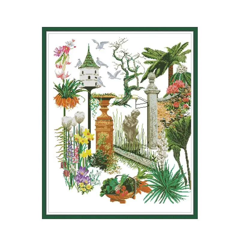 

Красивый садовый набор для вышивки крестом Aida 14ct 11ct с принтом, холст, вышивка крестиком, рукоделие, вышивка своими руками