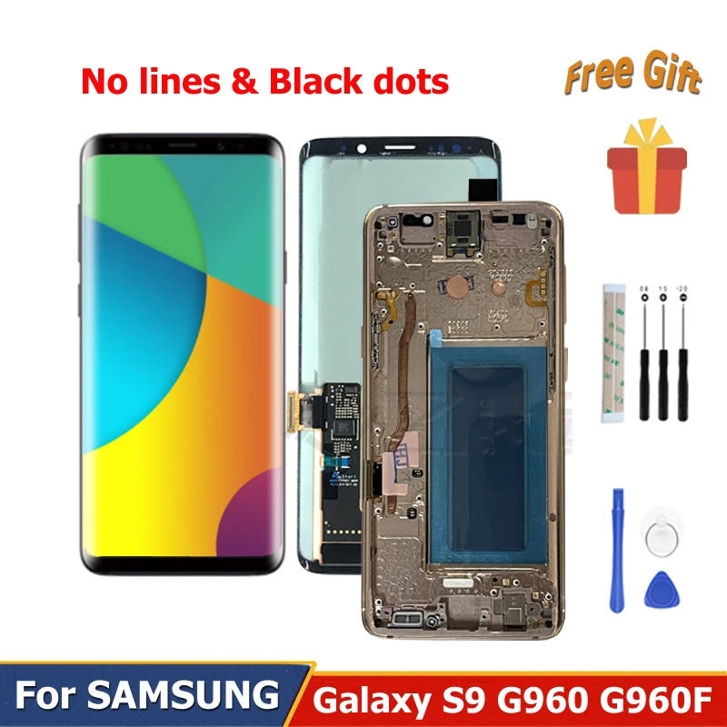 

Tested For Samsung Galaxy S9 LCD Display G960 G960u G960f Digitizer Assembly With Frame Touch Screen Replacement Device Parts