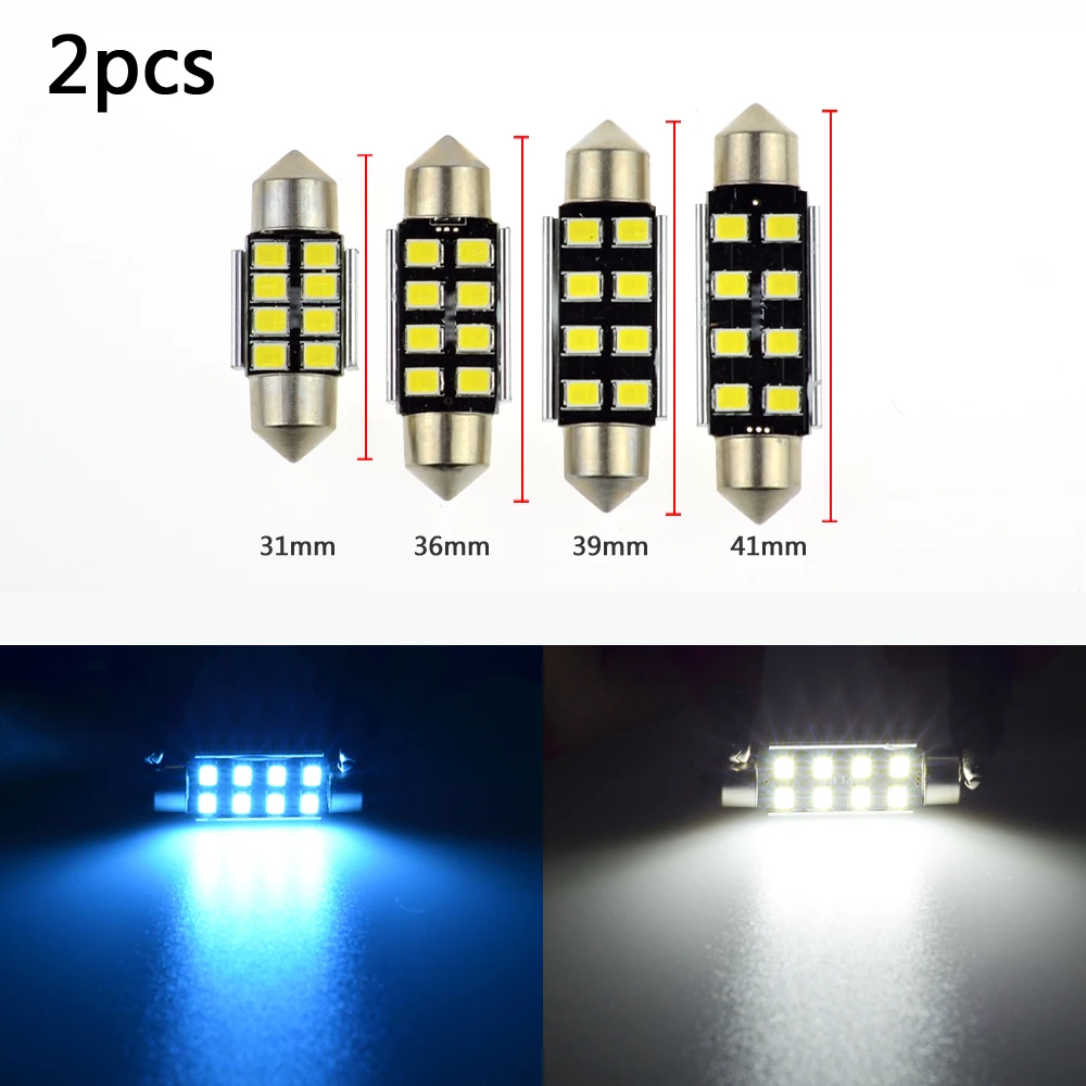 2pcs Festoon 31mm 36mm 39mm 41mm LED Bulb C5W Super Bright 2835 SMD Canbus Error Free Auto Interior Doom Lamp Car Styling Lights