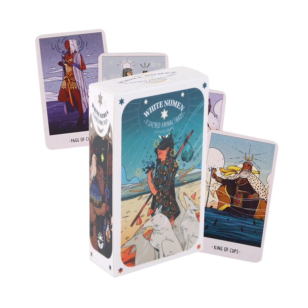 Tarot Cards of White Numen: A Sacred Animal Prophecy Divination Deck English Entertainment Board Game 80 Sheets/Box