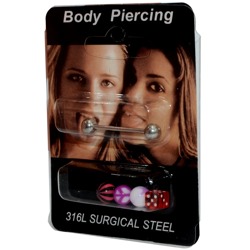 1Set(5 pcs) Surgical Steel Bar Acrylic Ball Dice Barbell Ring Tongue Nipple Bar Tragus Helix Ear Piercing Body Fashion Jewelry