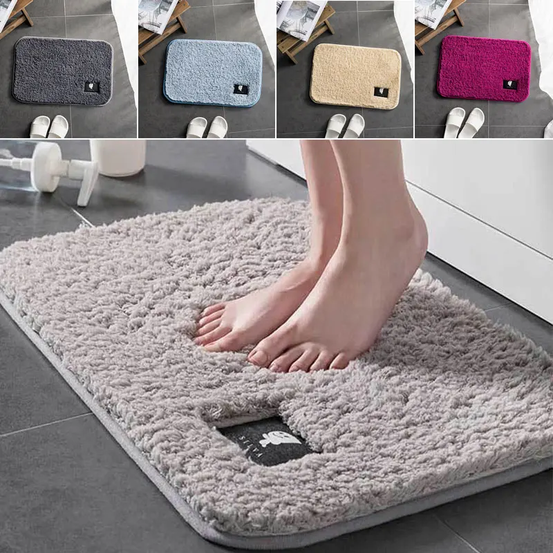 Non-Slip Bath Mat Bedroom Carpet Absorbent Cake Velvet Anti-Slip Foot Pad Bathroom Shower Toilet Absorbent Doormat Rug Floor Mat