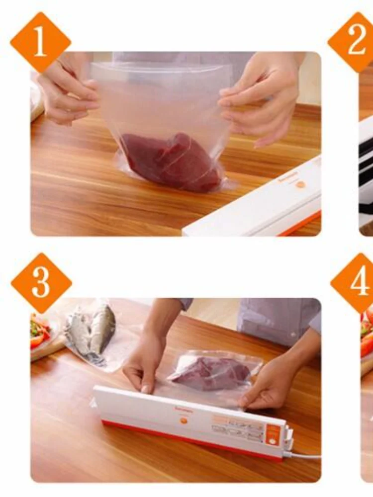 1PC Household Food Vacuum Sealer Machine Vacuum Packing Machine 220V Film Container Food Sealer Saver Include 15Pcs Bags Free