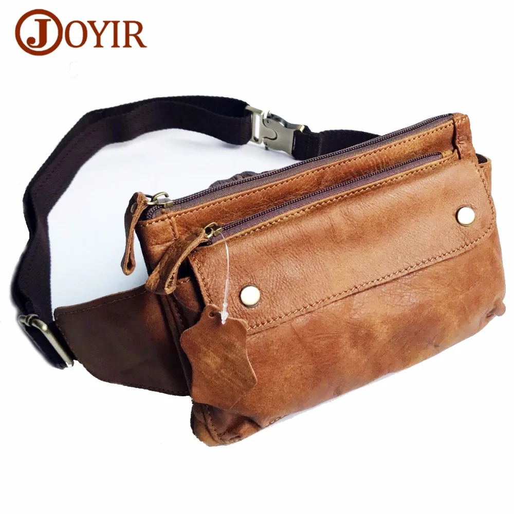 JOYIR Genuine Leather Men Waist Packs Travel Chest Bag Unisex Belt Bag Men Money Belt Waist Bag Bum Bag Fanny Pack for Women