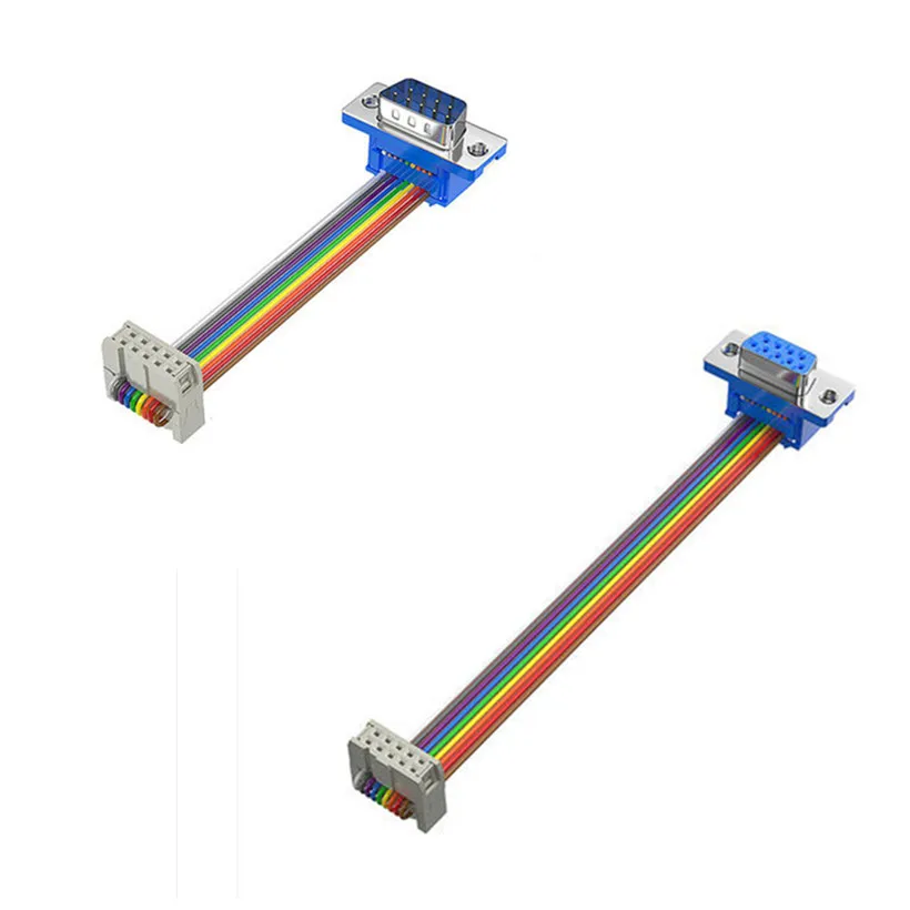 FC-10/16/26/40 To DIDC DB9/15/25/37 Pin Ribbon Cable 2.54mm Pitch Male to Female Flat Cable RS232 COM Connector Cable