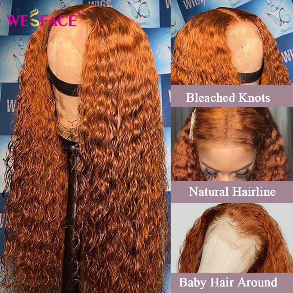 Orange Ginger Curly 13x1 Lace Front Human Hair Wigs 180 density Orange Lace Part Wig Brazilian Remy Hair Pre Plucked For Women