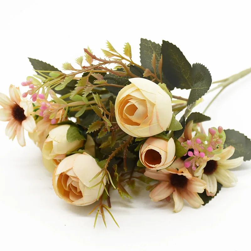 1 Bunch 5 Gabeln 12 Köpfe Künstliche Blumen Günstige Vasen Home Dekoration Zubehör Hochzeit Diy Braut Freiraum für Foto Requisiten