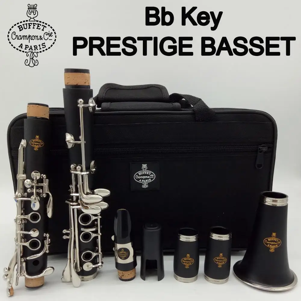 

Free Shipping Music Fancier Club Bakelite Bb Clarinets PRESTIGE BASSET Major Professional Clarinets Silver Plated Keys 17 Keys