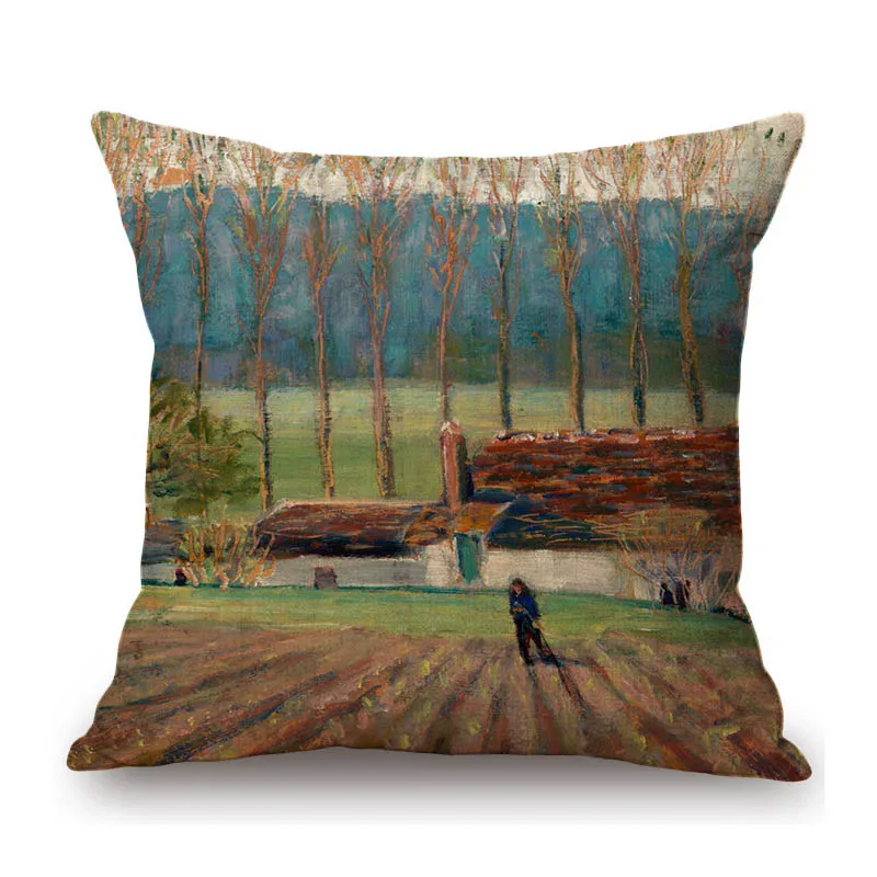 Famous Oil Painting American Gothic Grant Wood Modern Art Country View Landscape Home Decorative Sofa Pillow Case Cushion Cover