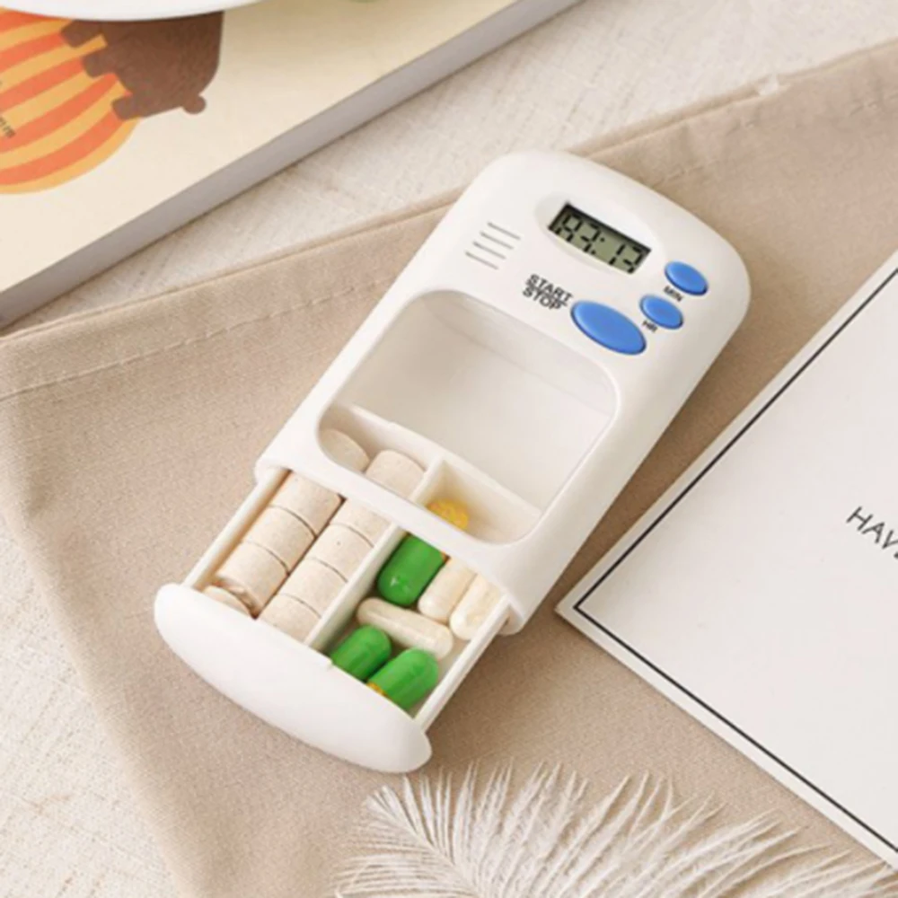 Portable Timing Pill Case Pills Reminder Medicine Case With Timer Storage Box Pills Grid Intelligent Electronic Pill Case Louder