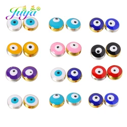 Juya 15Pcs/Lot Wholesale Handmade Enamel Colorful Turkish Greek Evil Eye Beads For DIY Natural Stones Beadwork Jewelry Making
