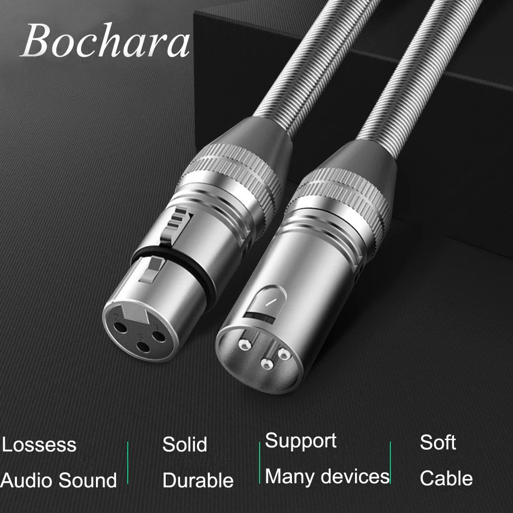 Bochara XLR Cable Male to Female M/F with Spring Protection For Microphone Amplifier Foil+Braided Shielded