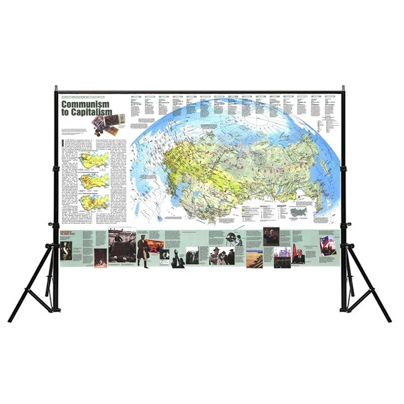 Antyczna mapa Rosji 90 * 60 cm Klasyczne włókniny w sprayu Mapy ścienne Capitalist Communism 1993 Wydruki plakatów do artykułów biurowych w domu