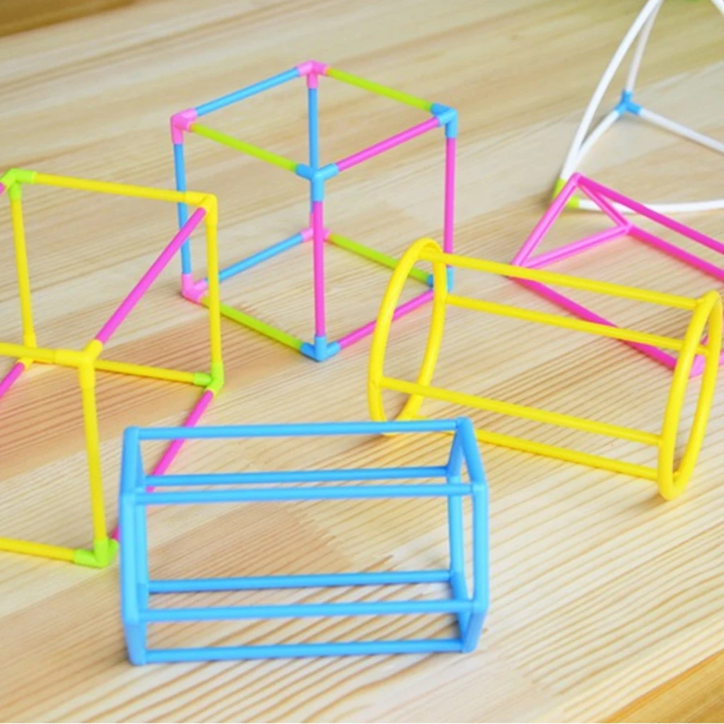 3D Geometric Shape Framework Building Set for Kids Mathematics Teaching Aids